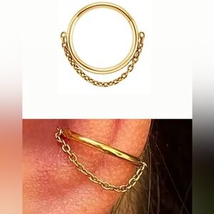 1 pc Titanium Clicker Hoop with chain gold